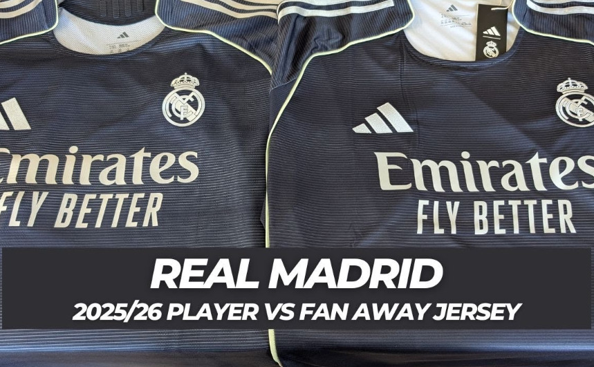Maglia da trasferta del Real Madrid 2025-26 autentica vs replica